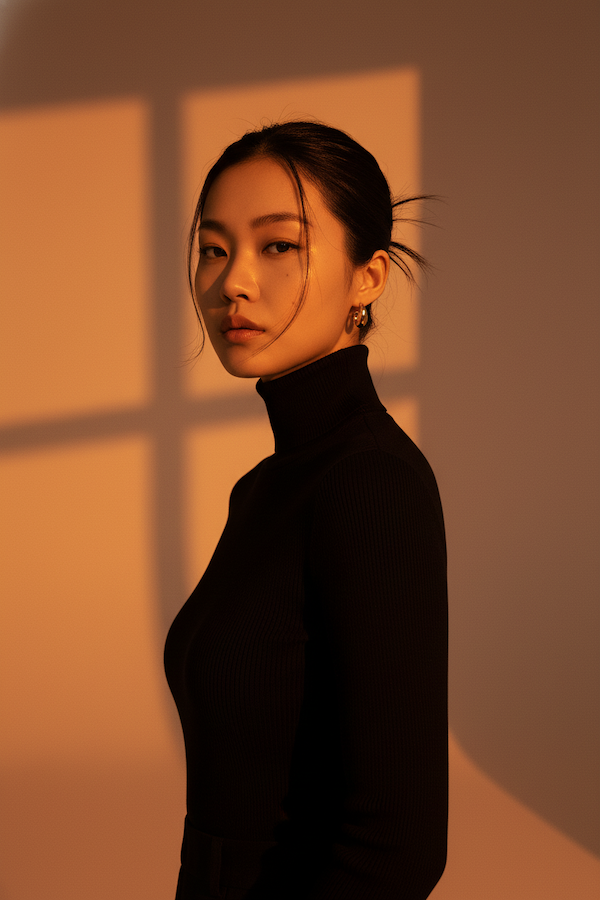 ゴールドイヤリングを付けた女性のハイファッション撮影 - Stable Diffusion AI生成画像