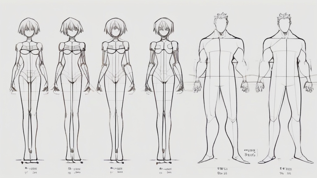 身長差プロンプト T-pose 設定資料風サンプル