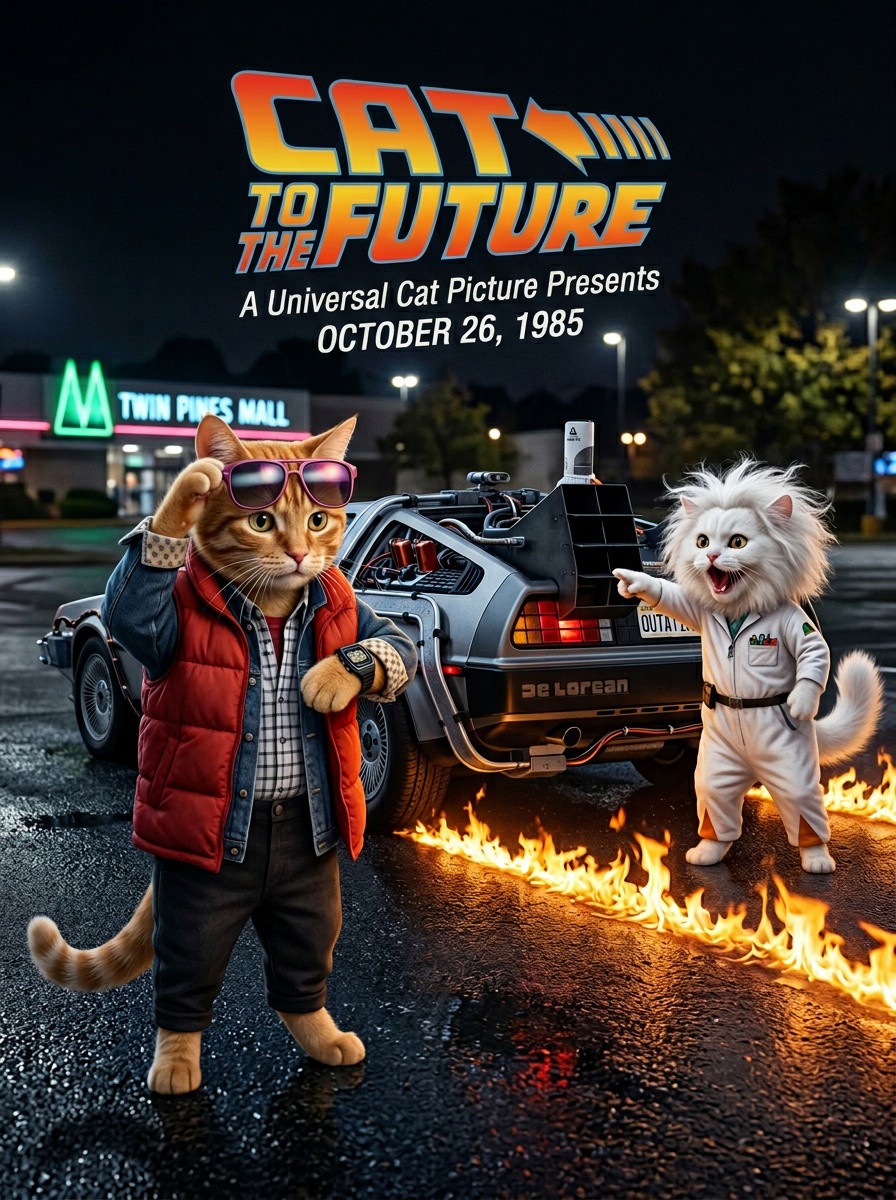 バック・トゥ・ザ・フューチャー猫コスプレプロンプト
