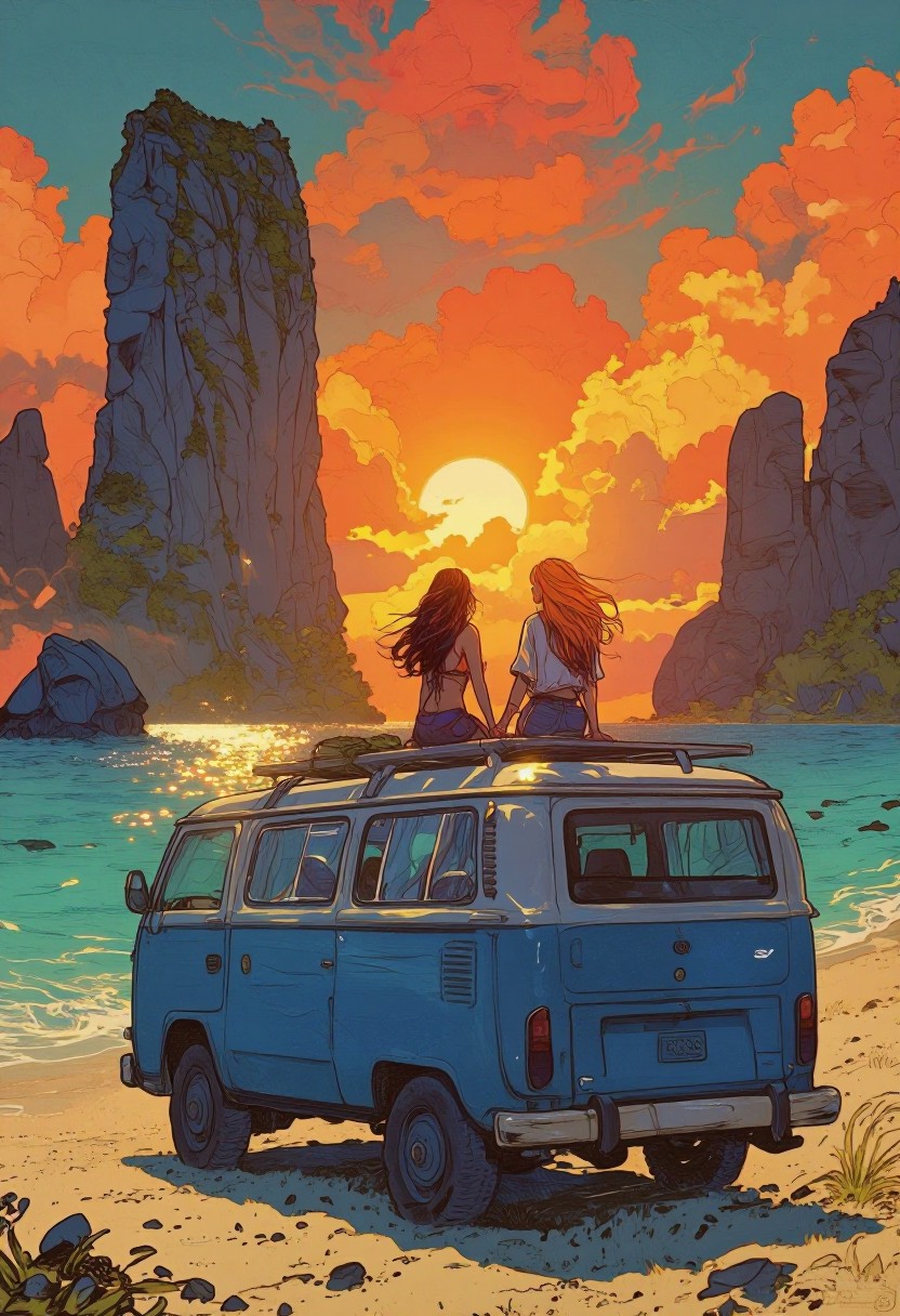 ビーチの夏カジュアルコーデ