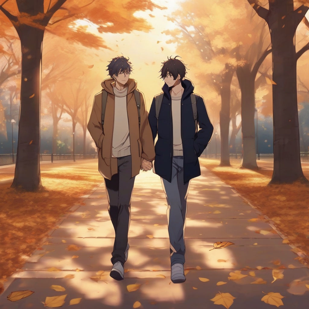BL 構図 5 要素 — 公園で手をつなぐ二人サンプル