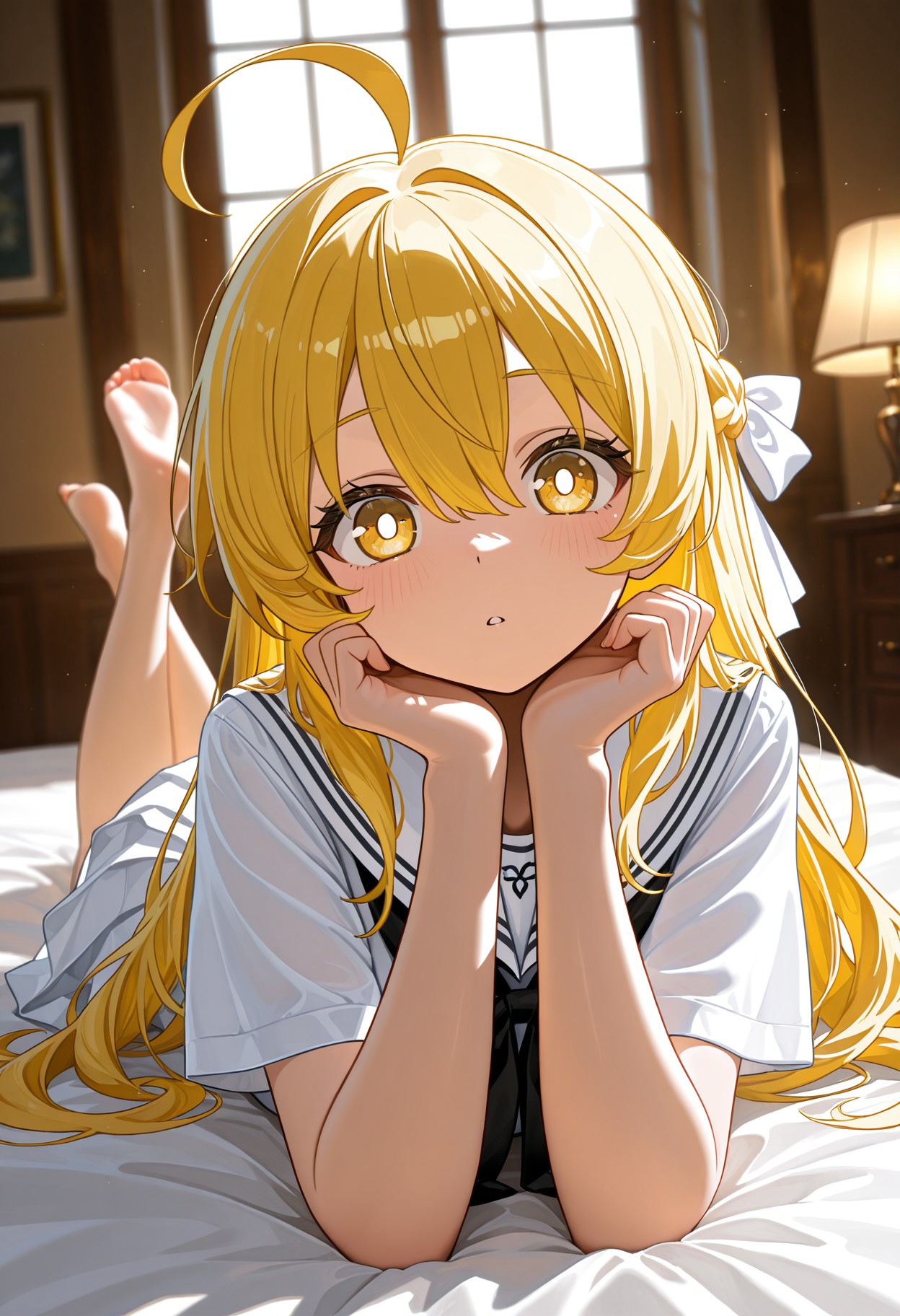 金髪ロングヘア白セーラー服プロンプト