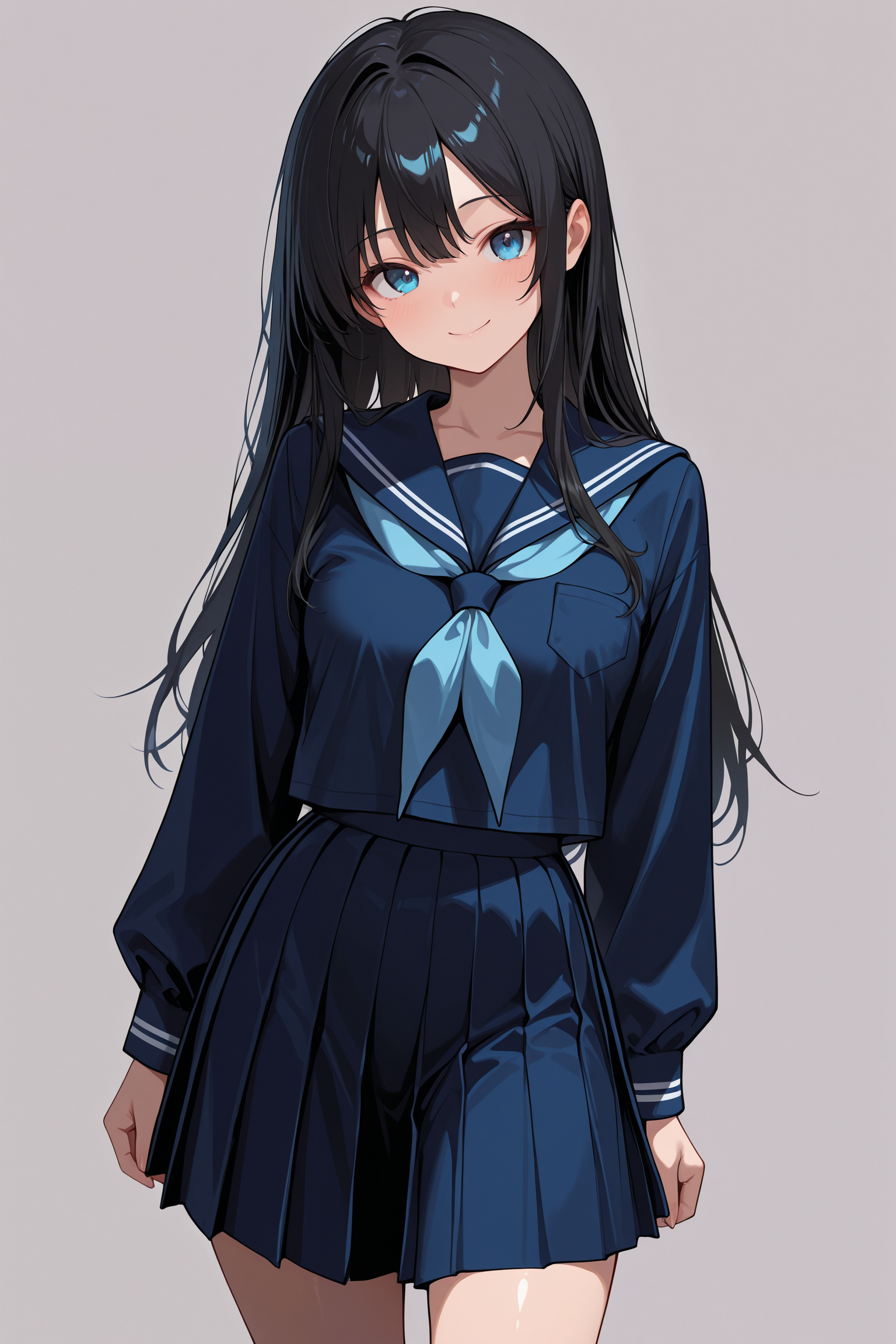 ブルーセーラー服の学校制服スタイル