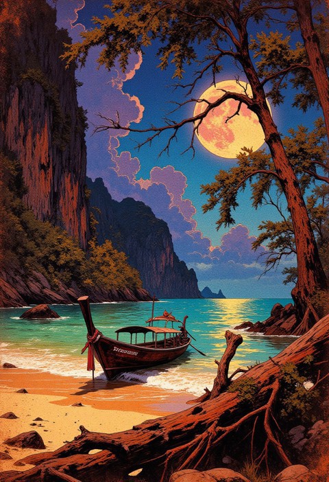 ブラウントーンのインク画イラスト