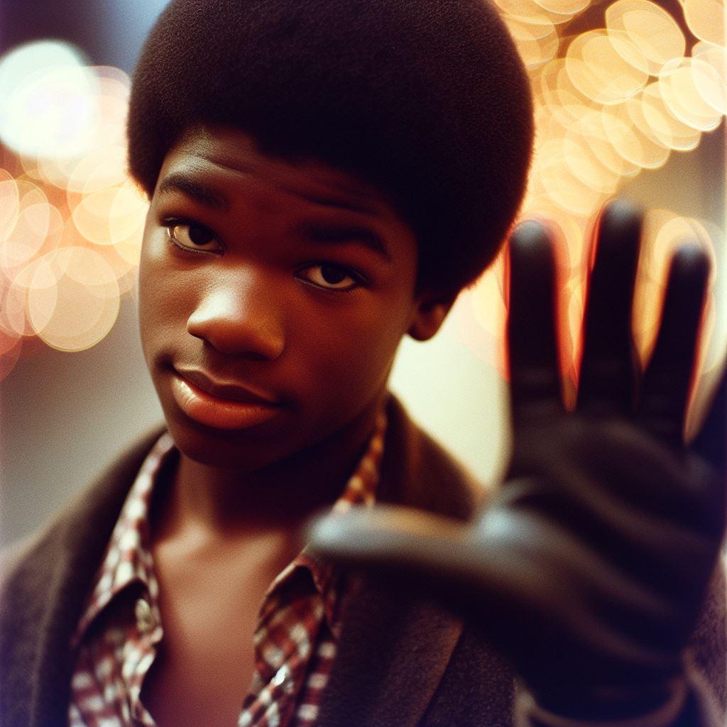 ファンキー黒人少年フィルムフォト - DALL-E構図