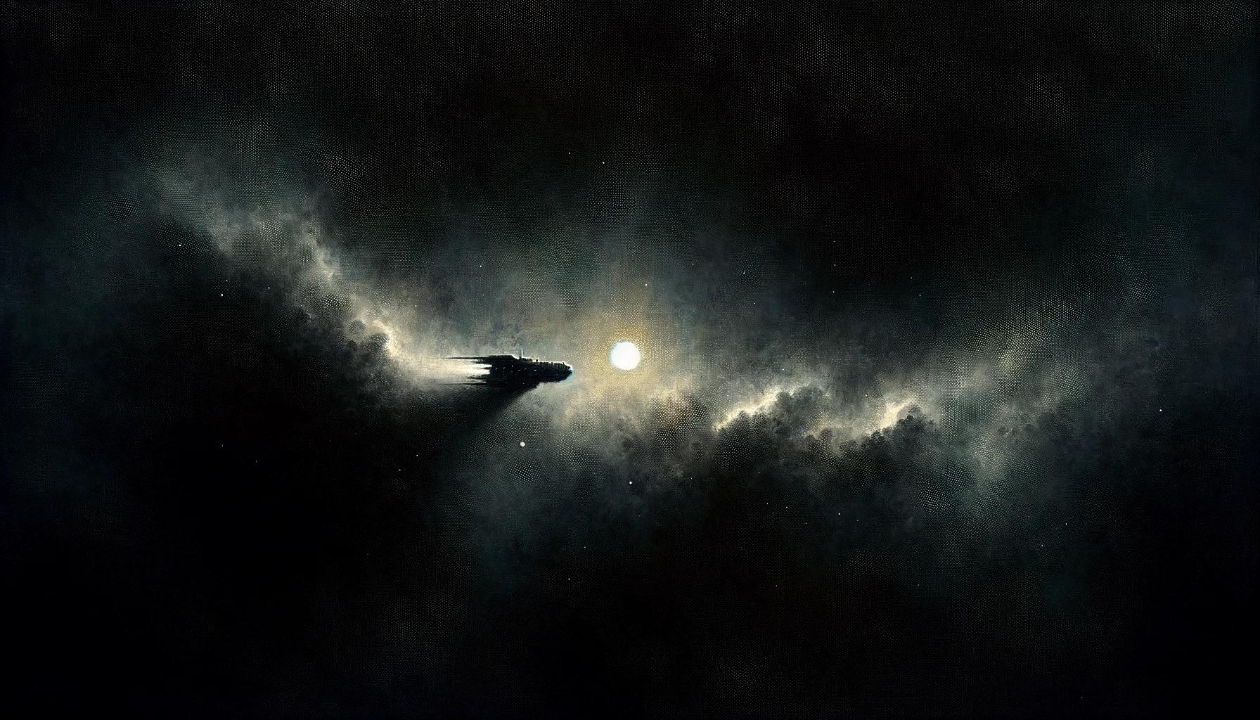 ミニマル静寂宇宙船 - DALL-E暗色カラー