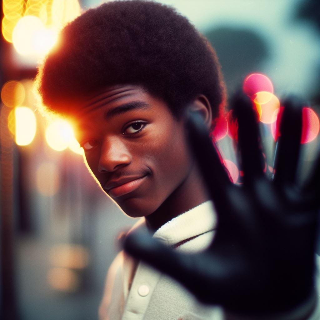 スマイル1980年代黒人少年 - DALL-E顔表情