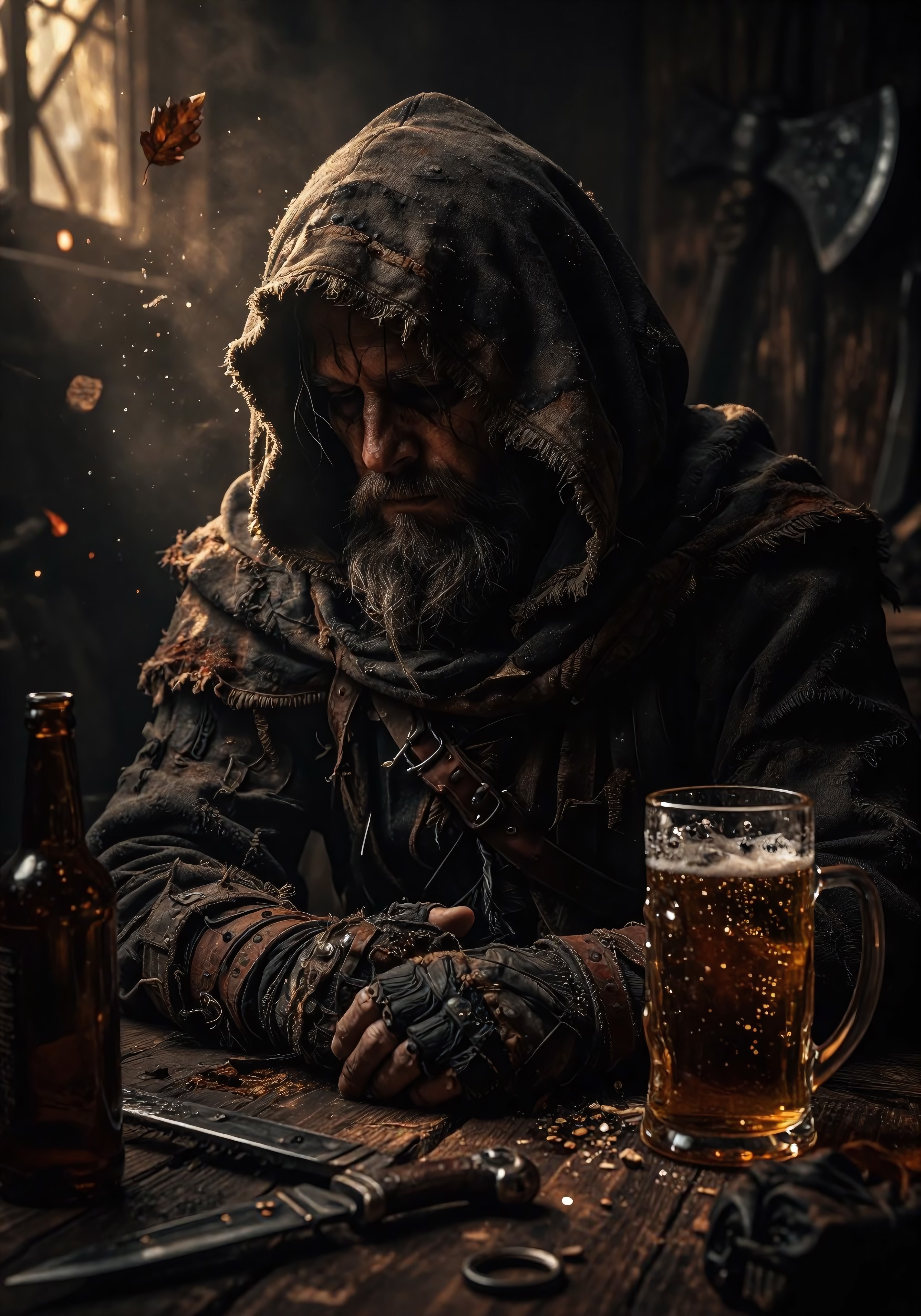 ダークファンタジー酒場戦士肖像画