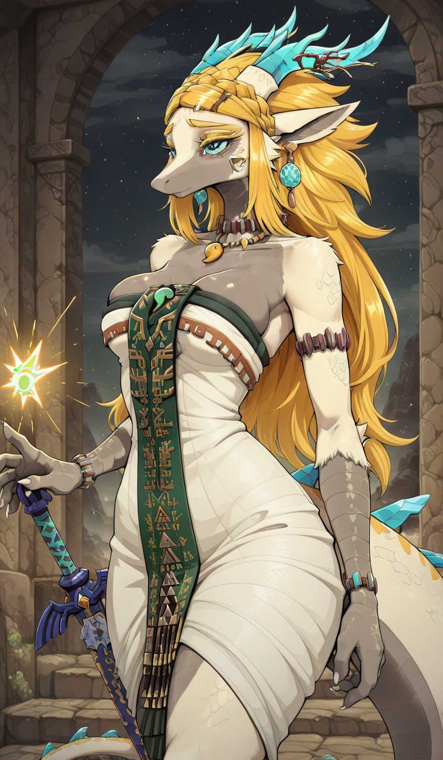 竜姫ゼルダ青目ドレスプロンプト