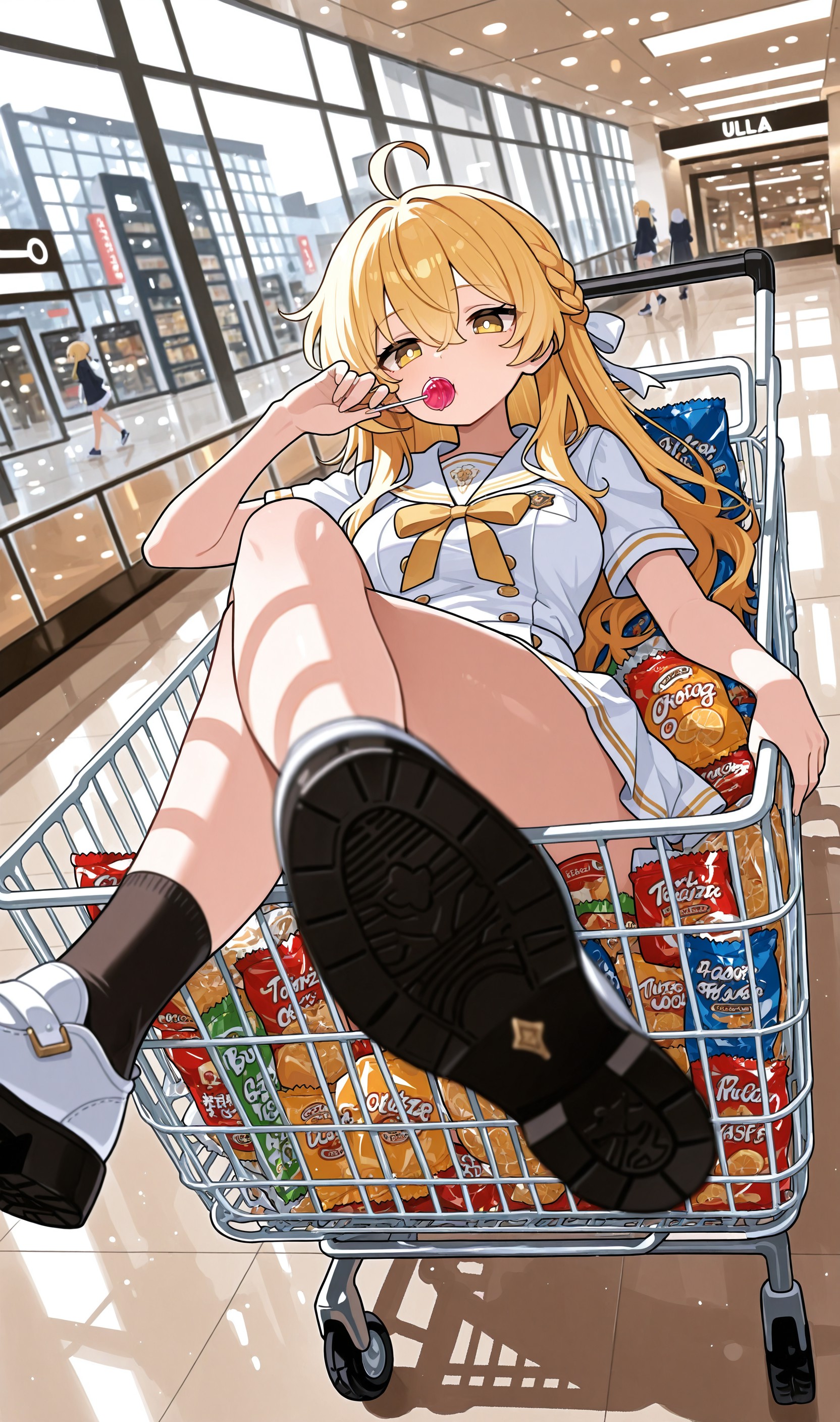 金髪フレンチブレイドのロングヘア