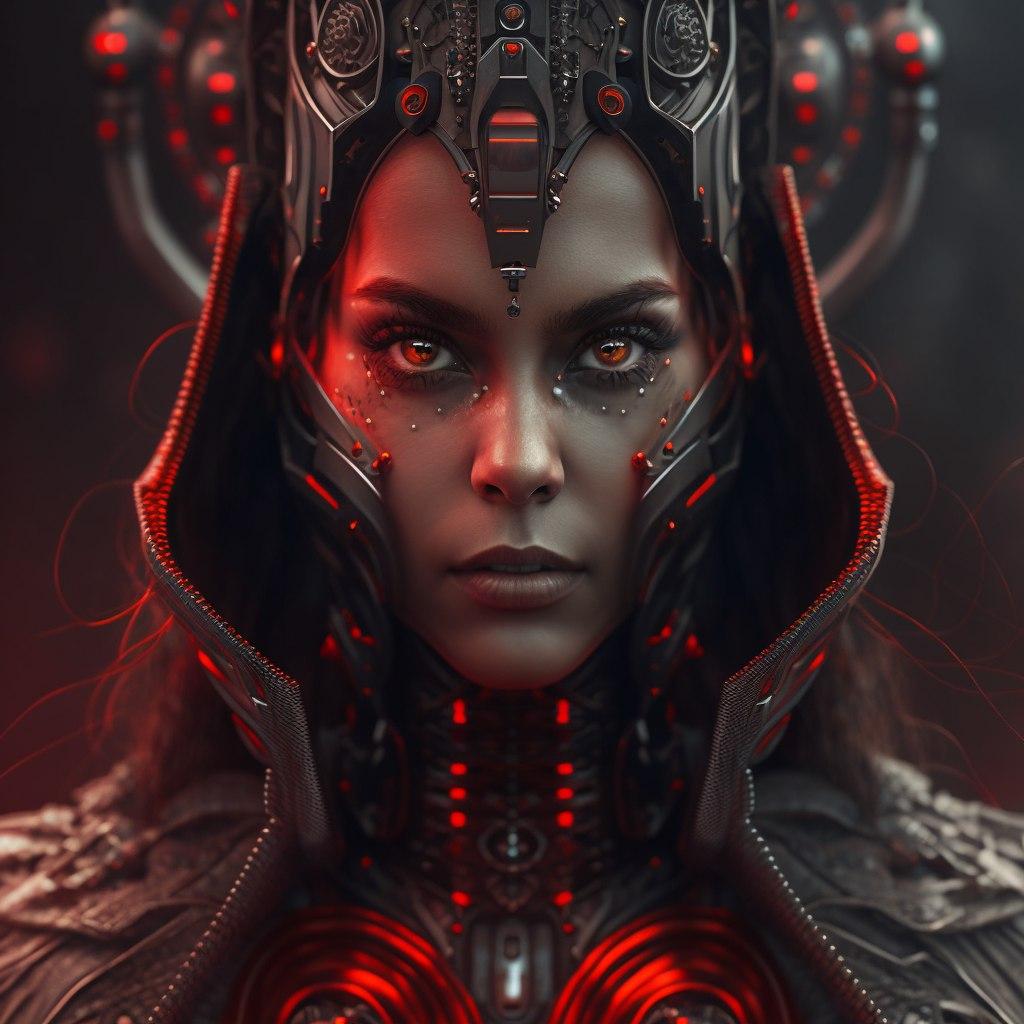 未来的黒赤ヘッドドレス美女 - 衣装プロンプト