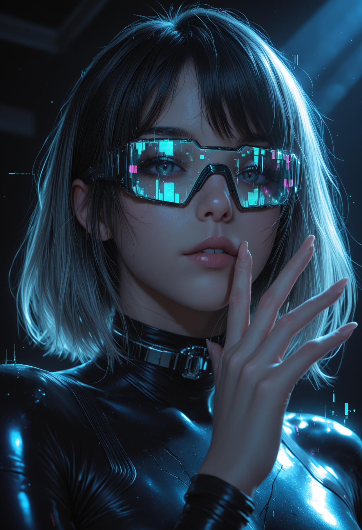 ホログラフィック虹色グリッチアート | サイバー