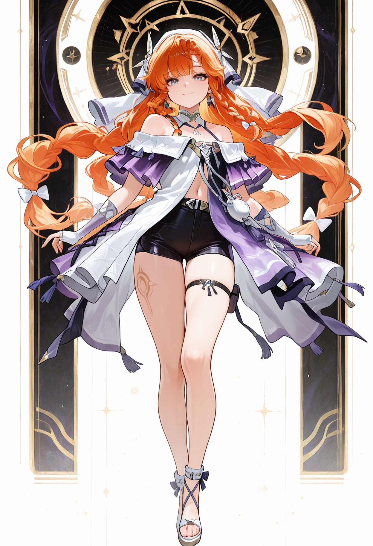 オレンジヘアポニーテール キャラクター | 青い瞳