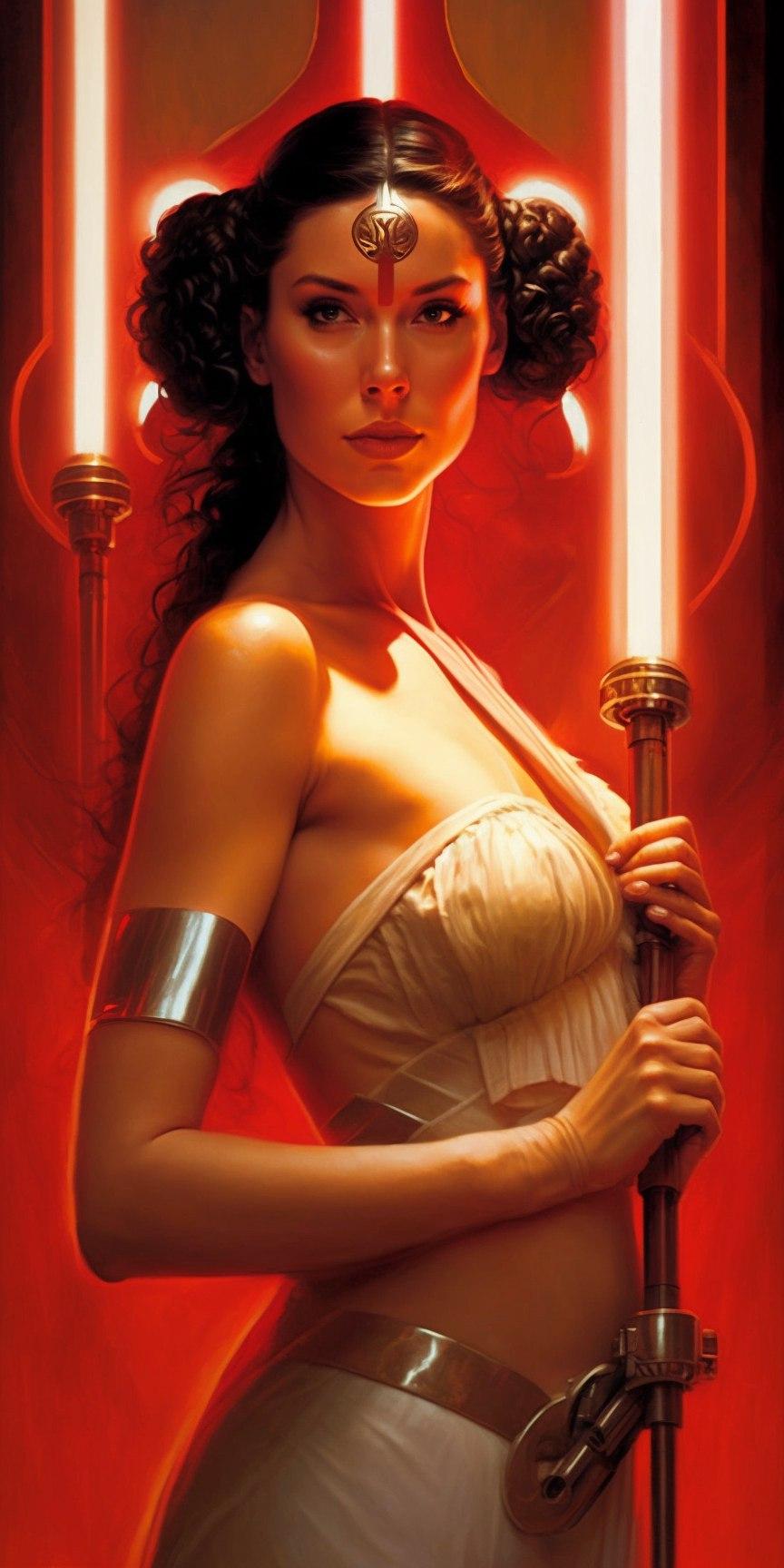 赤と白の戦闘衣装美女 - 女性ファッションプロンプト