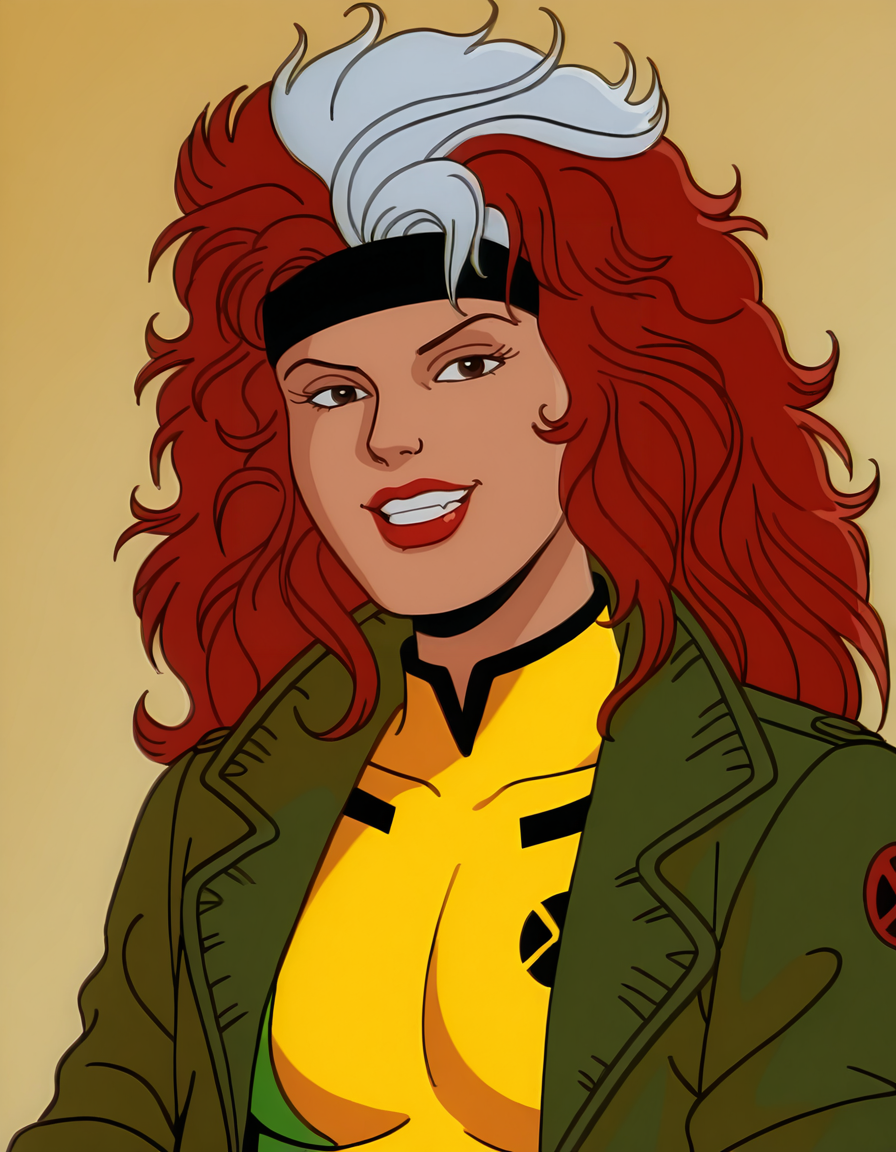 レトログラデーションボディスーツの美少女キャラクター