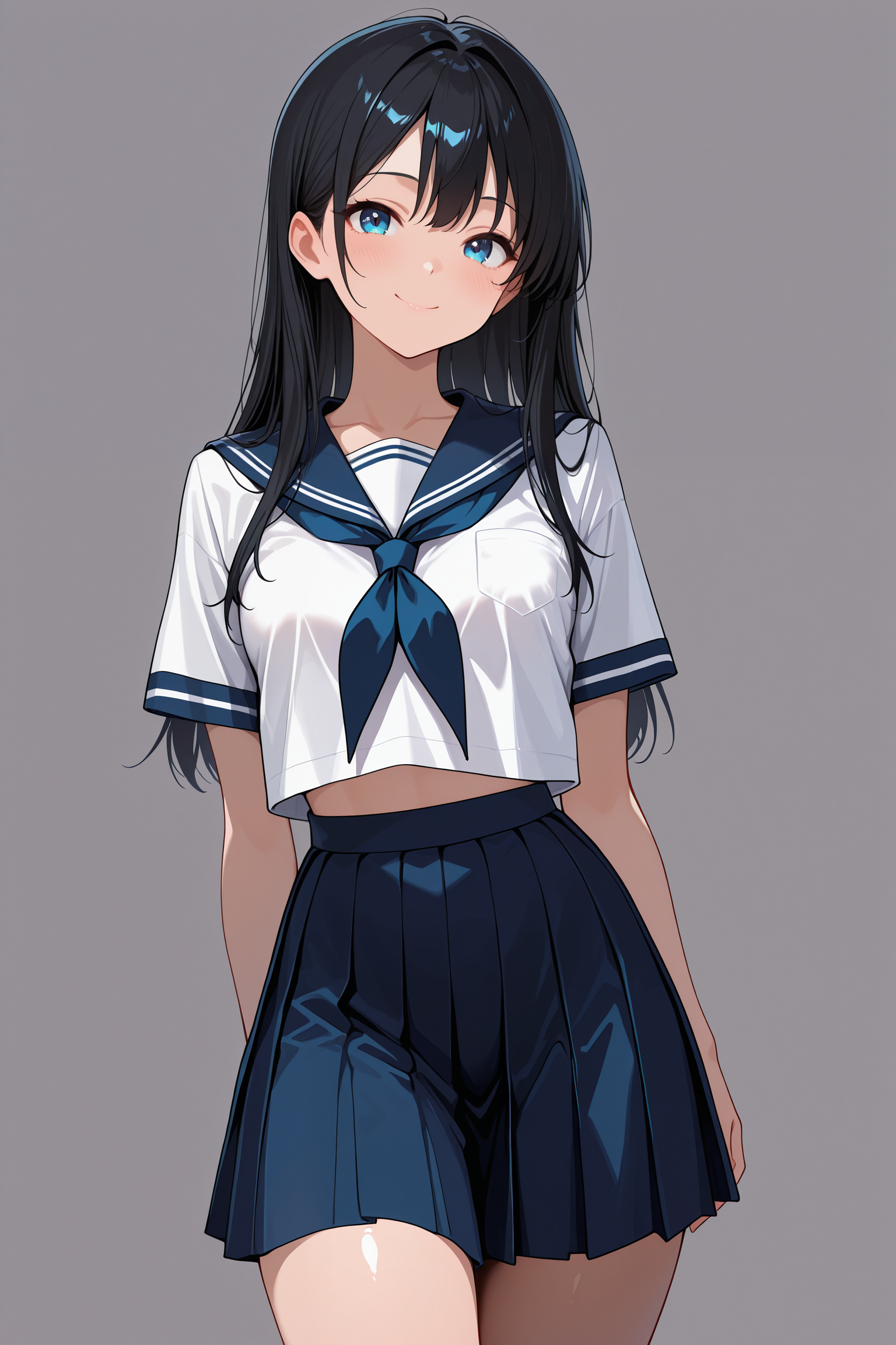 セーラー服プリーツスカート黒髪プロンプト