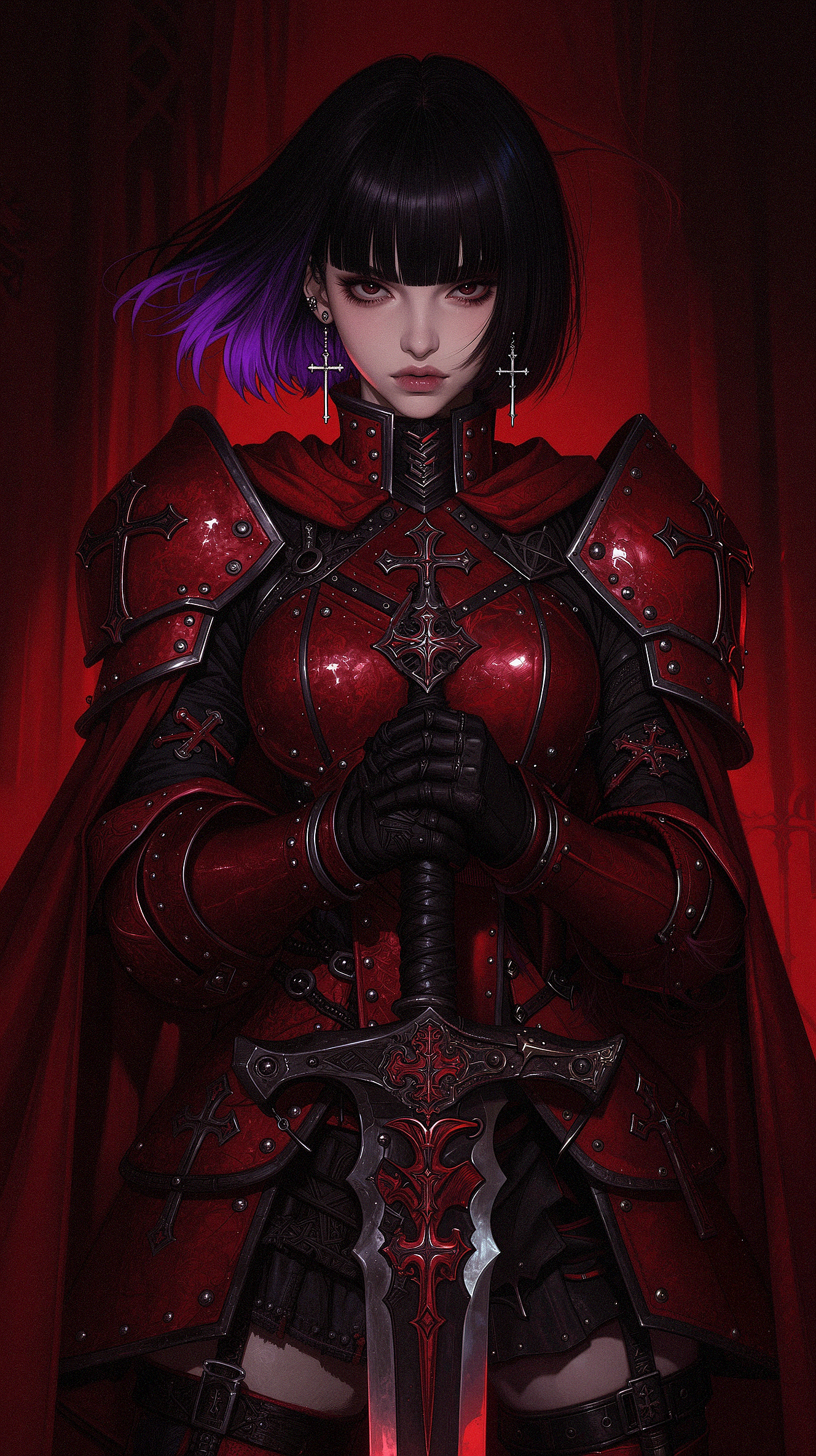 パープルエッジのショートボブカット