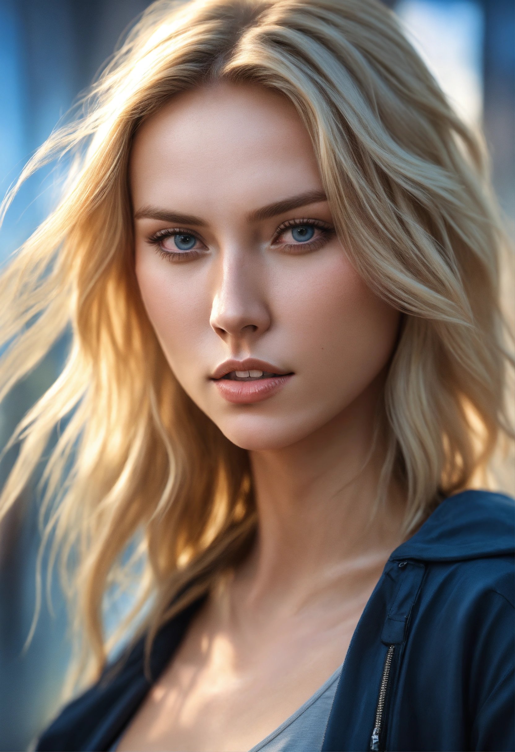 苦しみの表情を浮かべたスレンダー高身長女性の高解像度デジタル撮影ポートレート、8K画質。Stable Diffusion AI生成画像