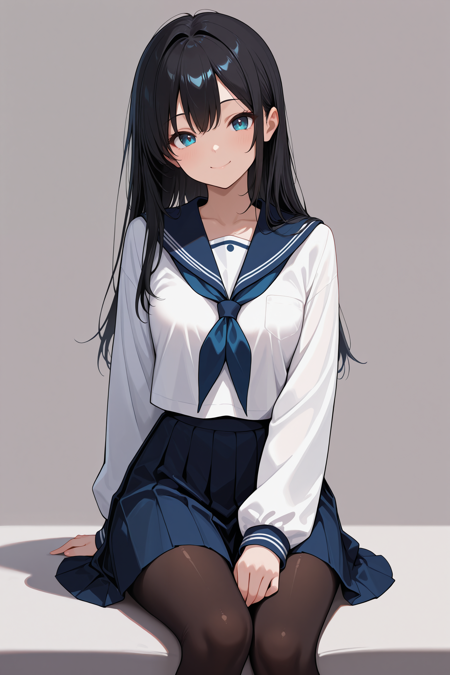 ストレートロングの黒髪ヘアスタイル