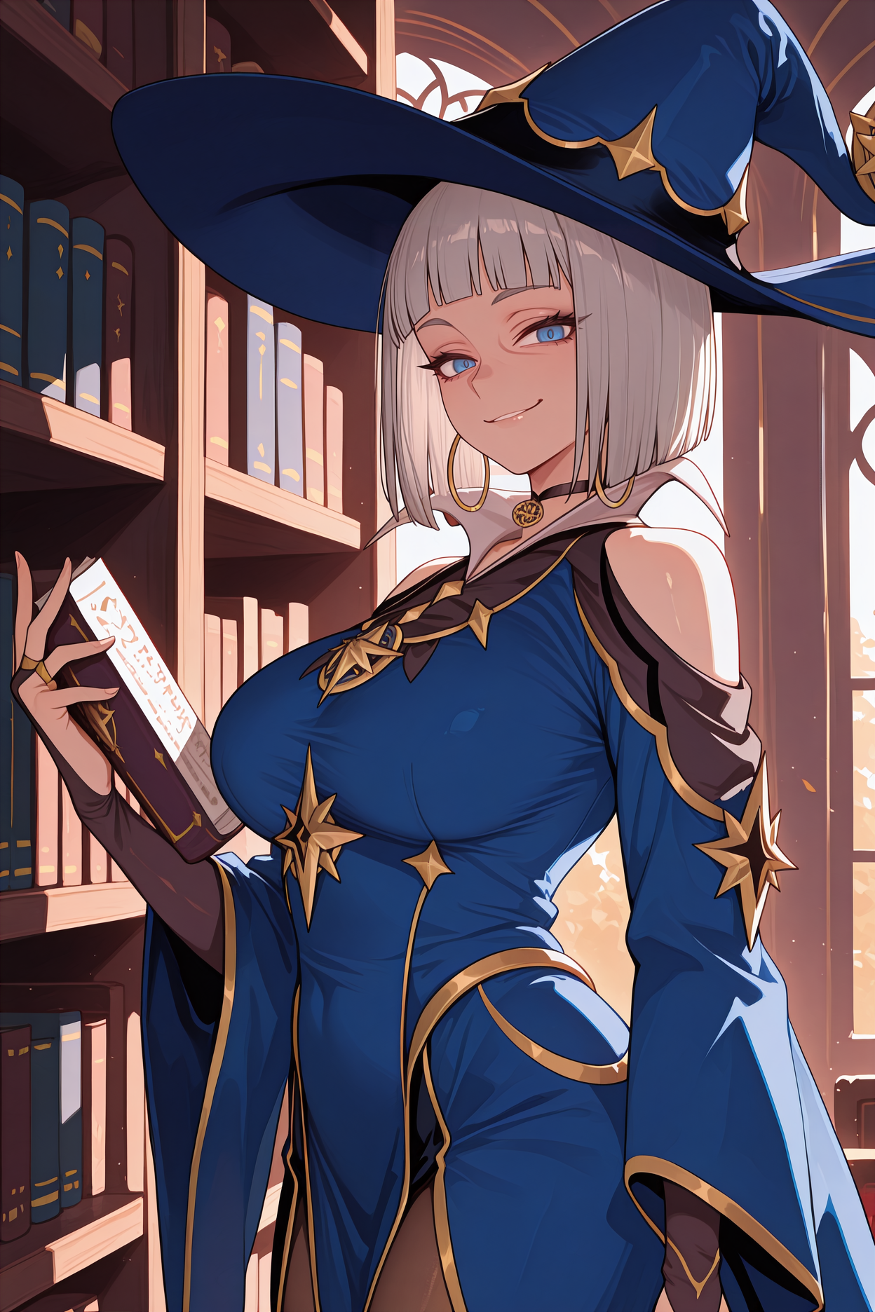 魔女の書斎キャラクター | グレーヘア黒いドレス